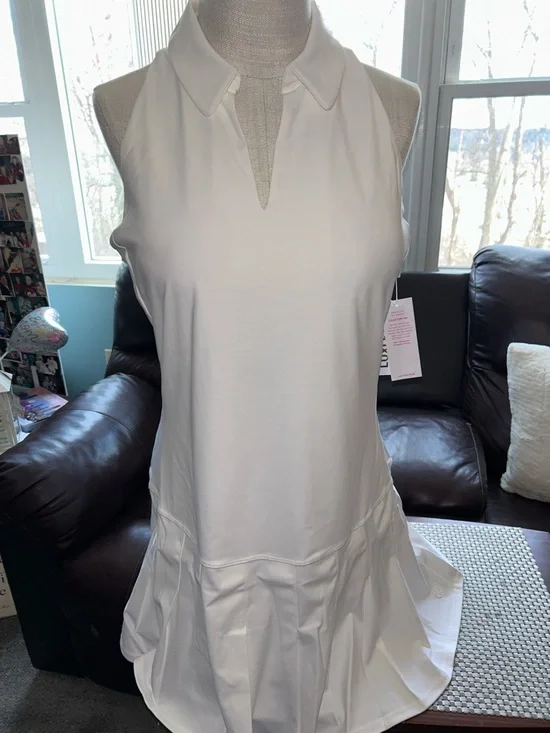 Lilly Pulitzer White Sleeveless Tennis Dress with Pleated Skirt& Shorts Size L - Picture 9 of 14